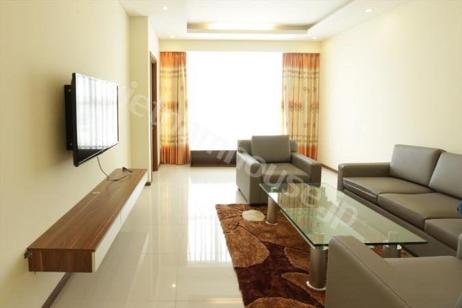 Thao Dien Pearl apartment with wooden floor in District 2.