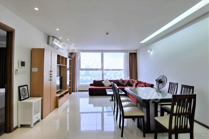 Three-bedrooms apartment with red couch in District 2