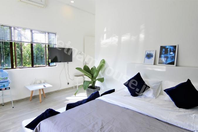Gentle blue serviced apartment for single person