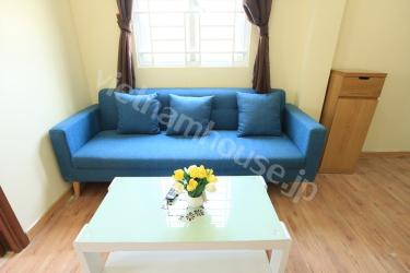 Nice blue sofa in wonderful serviced apartment in Binh Thanh District.